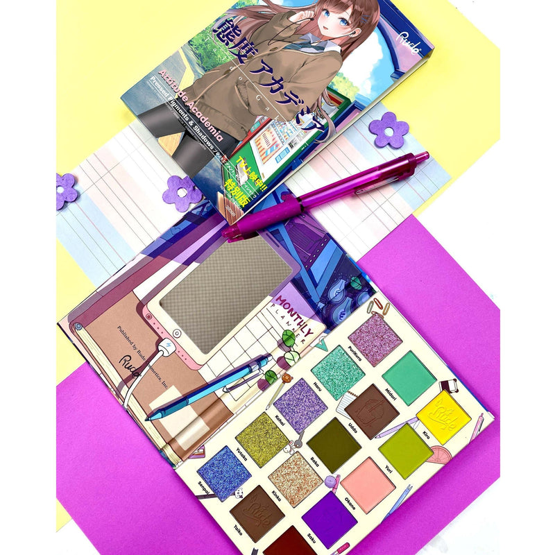 Rude Cosmetics Manga Collection Pressed Pigments & Shadows Palette - Attitude Academia Eye Shadow Antique White Attitude Academia