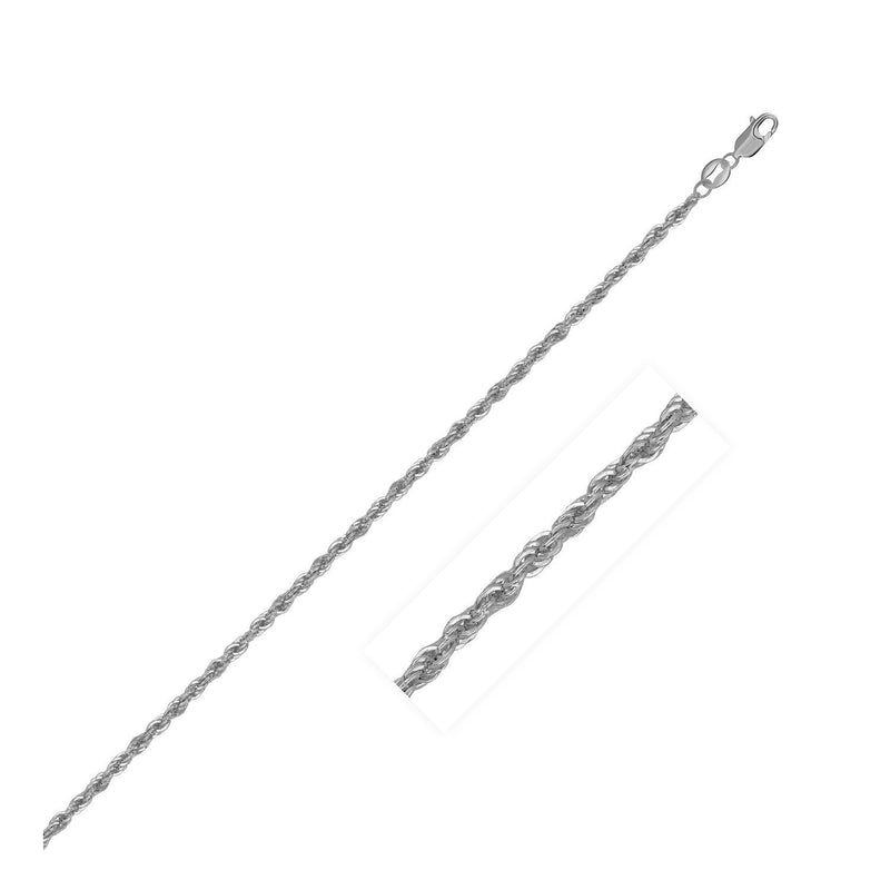Bids.com 14k White Gold Light Rope Chain 1.5mm Necklaces White Smoke 16 / White Gold,18 / White Gold,20 / White Gold