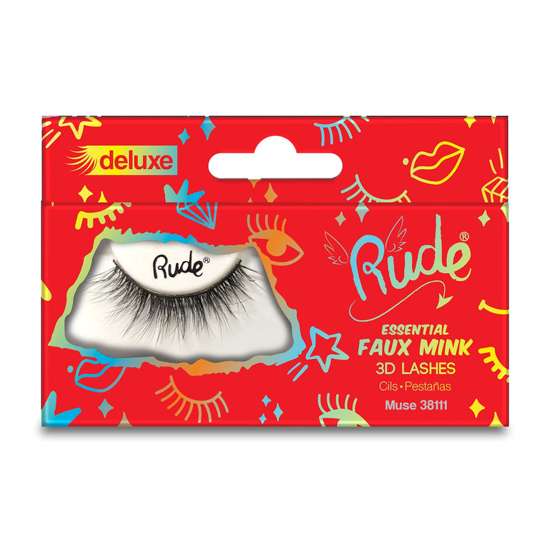 Rude Cosmetics Essential Faux Mink Deluxe 3D Lashes False Eyelashes Red Muse