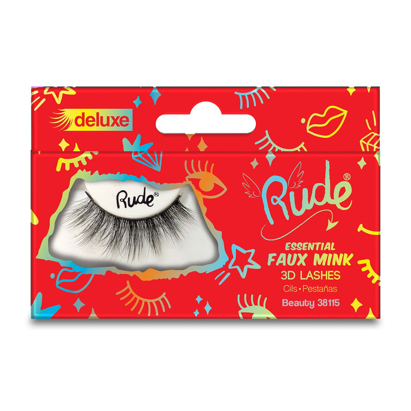 Rude Cosmetics Essential Faux Mink Deluxe 3D Lashes False Eyelashes Red Beauty