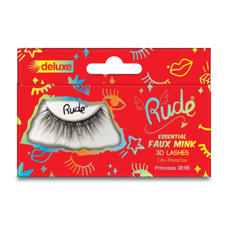 Rude Cosmetics Essential Faux Mink Deluxe 3D Lashes False Eyelashes Red Princess