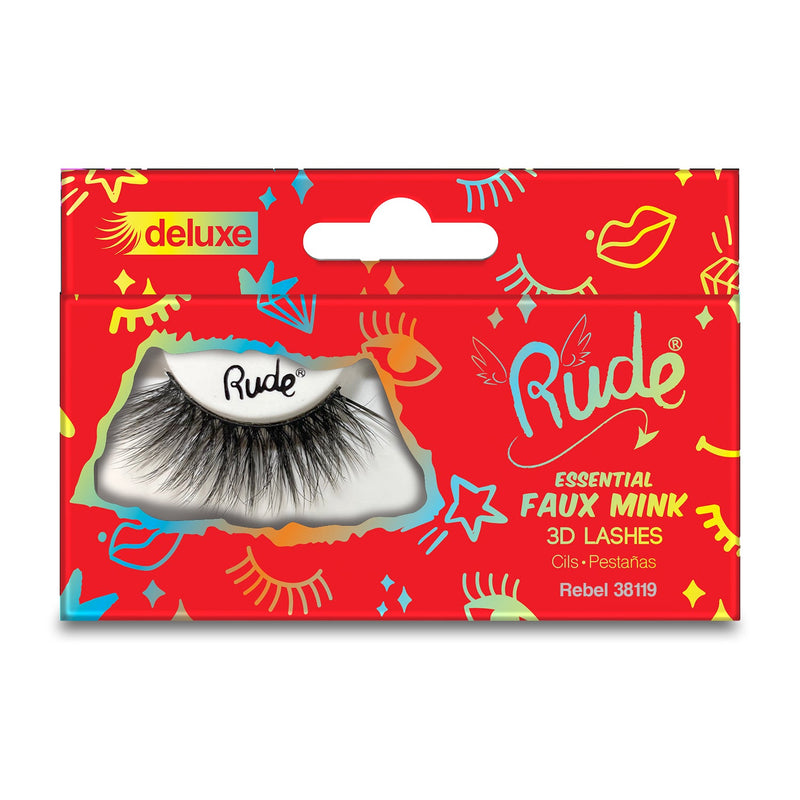 Rude Cosmetics Essential Faux Mink Deluxe 3D Lashes False Eyelashes Red Rebel