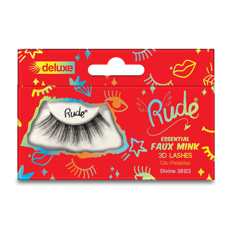 Rude Cosmetics Essential Faux Mink Deluxe 3D Lashes False Eyelashes Red Divine