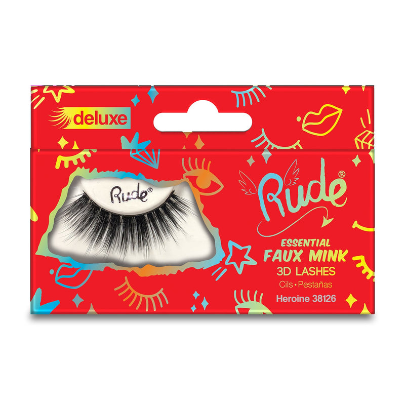 Rude Cosmetics Essential Faux Mink Deluxe 3D Lashes False Eyelashes Red Heroine