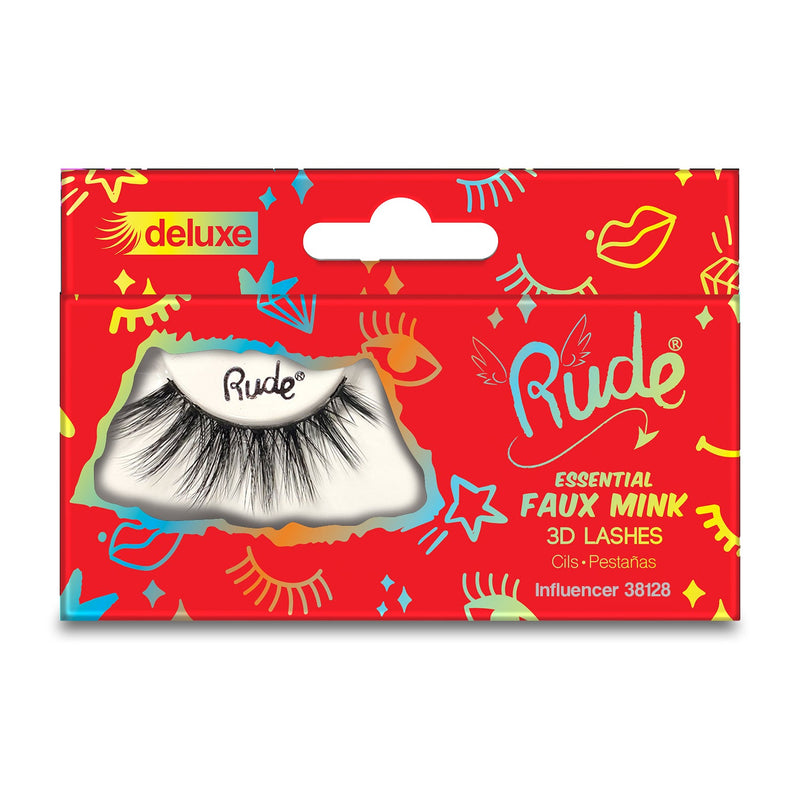 Rude Cosmetics Essential Faux Mink Deluxe 3D Lashes False Eyelashes Red Influencer