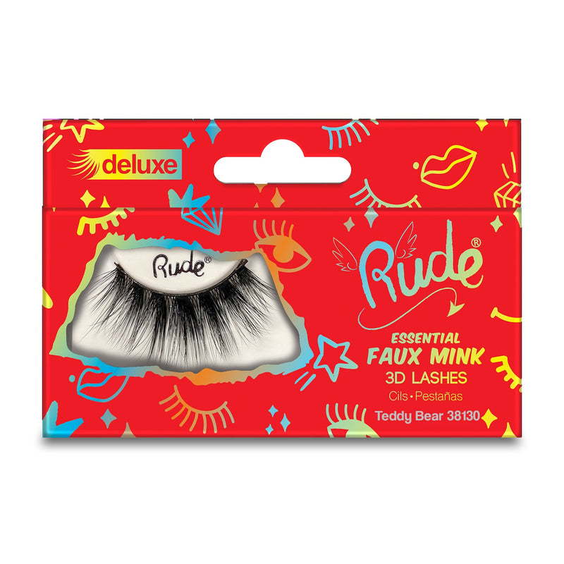 Rude Cosmetics Essential Faux Mink Deluxe 3D Lashes False Eyelashes Red Teddy Bear