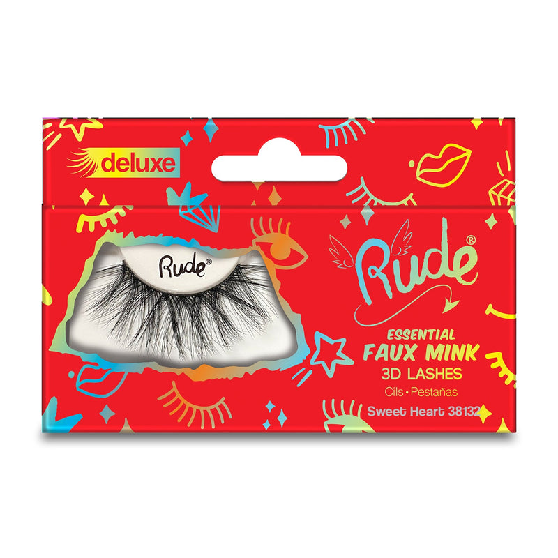 Rude Cosmetics Essential Faux Mink Deluxe 3D Lashes False Eyelashes Red Sweet Heart