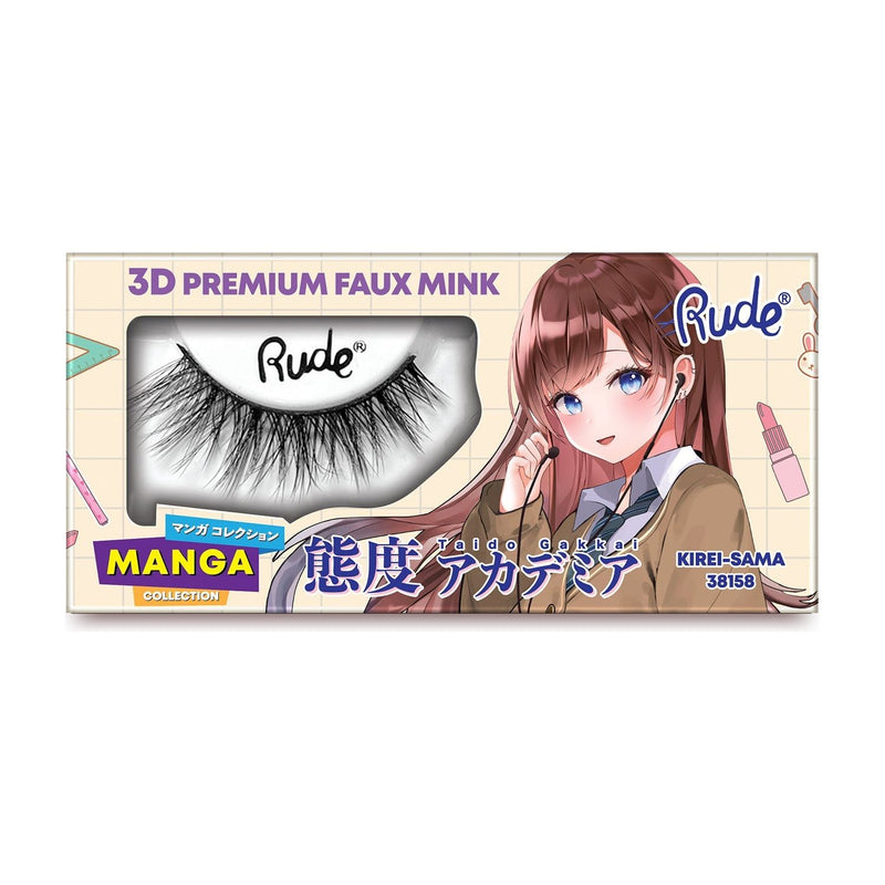 Rude Cosmetics Manga 3D Faux Mink Lashes False Eyelashes Light Gray Kirei-Sama