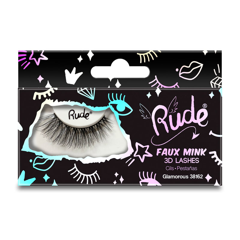 Rude Cosmetics Essential Faux Mink 3D Lashes False Eyelashes Light Gray Glamorous