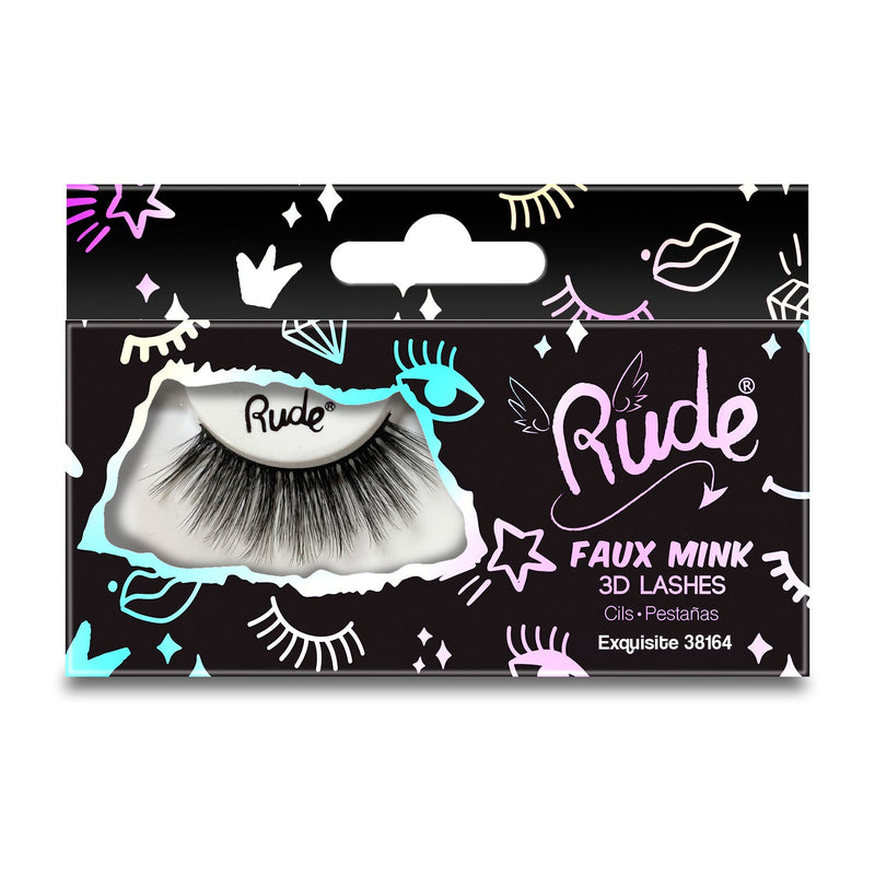 Rude Cosmetics Essential Faux Mink 3D Lashes False Eyelashes Light Gray Exquisite