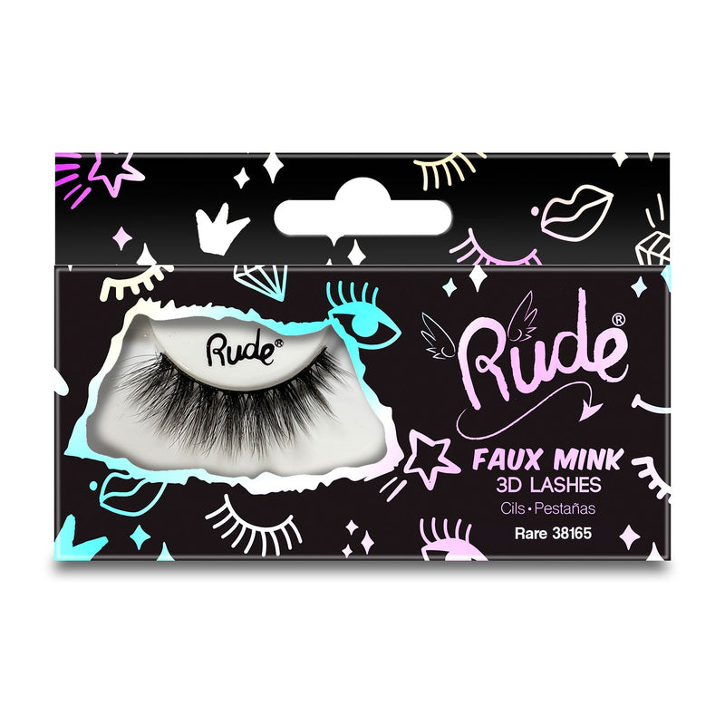 Rude Cosmetics Essential Faux Mink 3D Lashes False Eyelashes Light Gray Rare