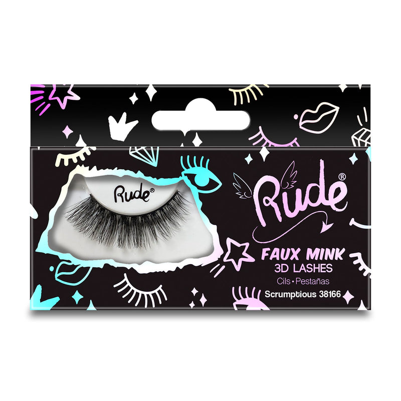 Rude Cosmetics Essential Faux Mink 3D Lashes False Eyelashes Light Gray Scrumptious
