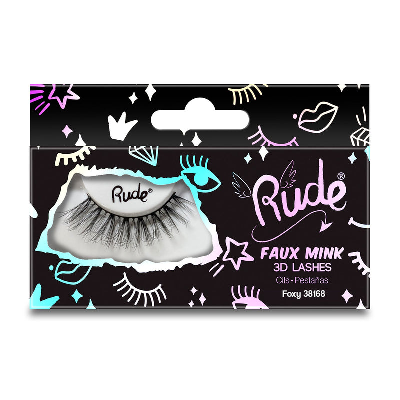 Rude Cosmetics Essential Faux Mink 3D Lashes False Eyelashes Light Gray Foxy