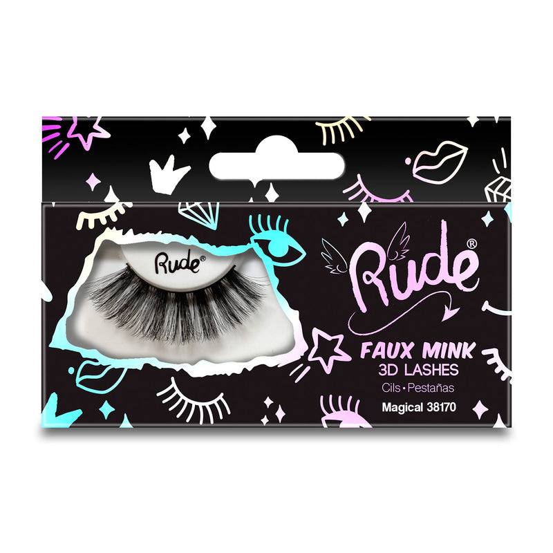 Rude Cosmetics Essential Faux Mink 3D Lashes False Eyelashes Light Gray Magical
