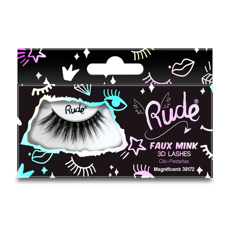 Rude Cosmetics Essential Faux Mink 3D Lashes False Eyelashes Light Gray Magnificent