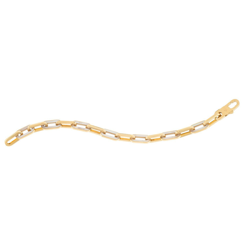 Bids.com 14k Yellow Gold MOP Paperclip Gem Link Bracelet (7.00 mm) Bracelets White Smoke 7.5 / Yellow Gold