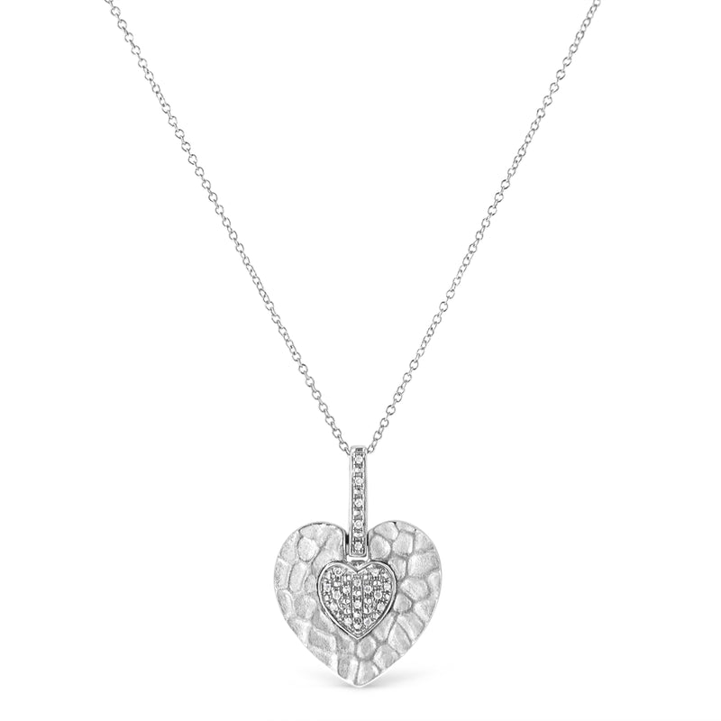 Bids.com .925 Sterling Silver Pave-Set Diamond Accent Heart Shape 18" Pendant Necklace (I-J Color, I1-I2 Clarity) Necklaces White Smoke White.Sterling Silver / 18