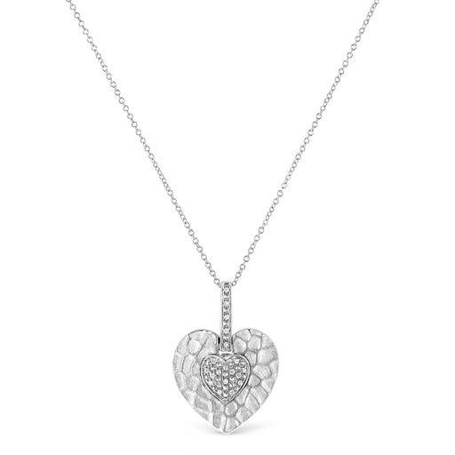 Bids.com .925 Sterling Silver Pave-Set Diamond Accent Heart Shape 18" Pendant Necklace (I-J Color, I1-I2 Clarity) Necklaces White Smoke White.Sterling Silver / 18