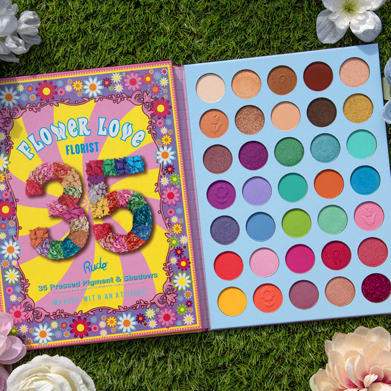 Rude Cosmetics Flower Love 35 Pressed Pigment & Shadows - Florist Eyeshadow Dark Gray Florist