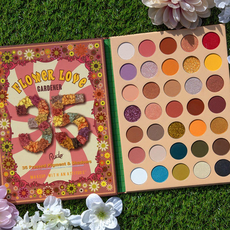 Rude Cosmetics Flower Love 35 Pressed Pigment & Shadows - Gardener Eyeshadow Rosy Brown Gardener