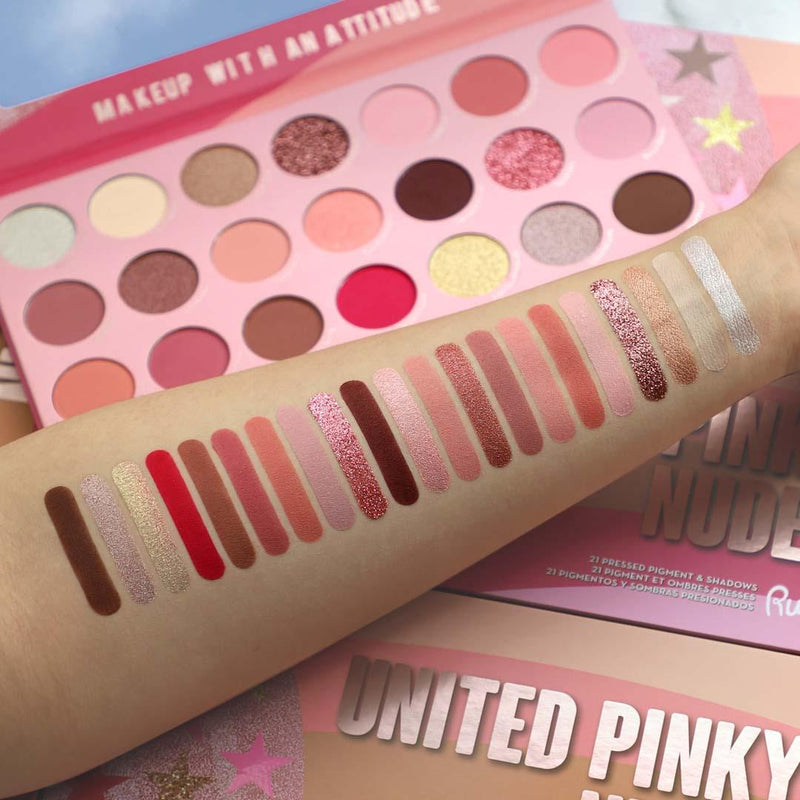 Rude Cosmetics United Pinky Nudes - 21 Pressed Pigment & Shadows Palette Eye Shadow Rosy Brown United Pinky Nudes