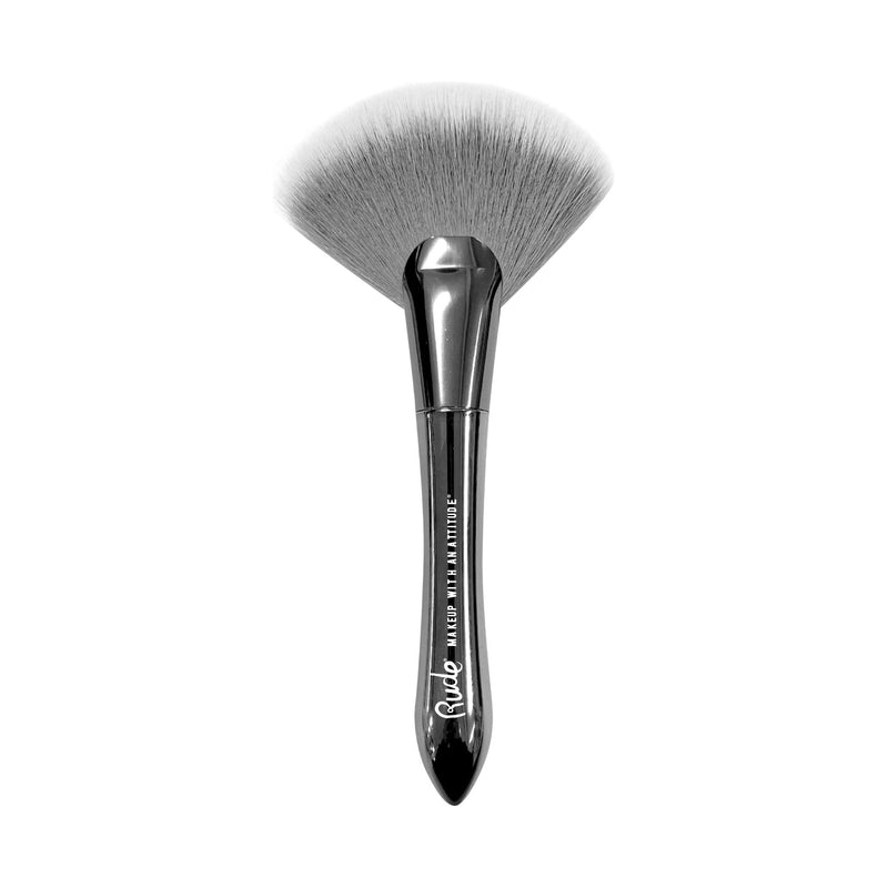 Rude Cosmetics Silver Bullet Large Fan Brush Makeup Brushes Light Slate Gray Large Fan Brush