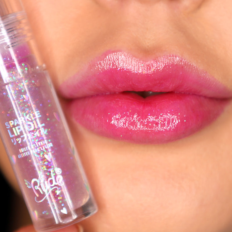 Rude Cosmetics Manga Collection Sparkle Lip Oil Lip Balms & Treatments Light Salmon Watermelon,Strawberry,Grape,Mint