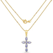 Bids.com 14K Yellow Gold Plated 0.84 Carat Genuine Tanzanite .925 Sterling Silver Pendant Pendants White Smoke