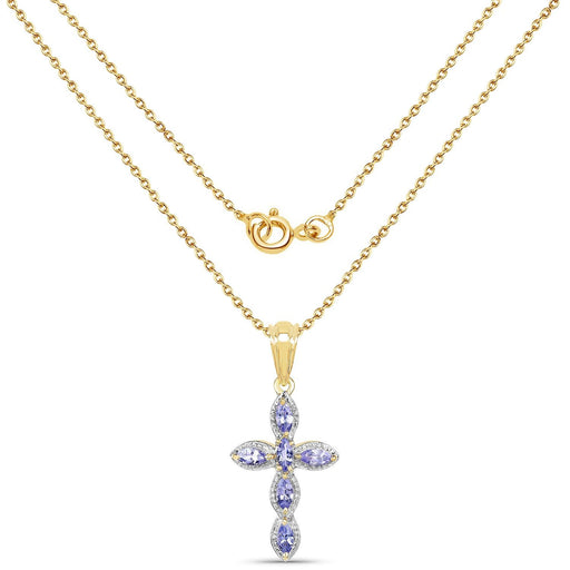 Bids.com 14K Yellow Gold Plated 0.84 Carat Genuine Tanzanite .925 Sterling Silver Pendant Pendants White Smoke