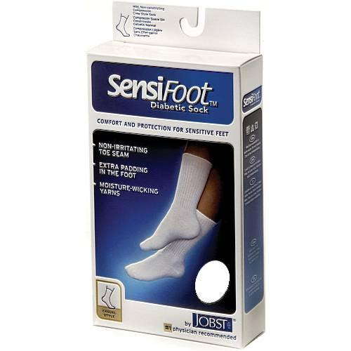 Jobst Sensifoot Diabetic  Socks 8-15 mmHg  Black Crew  Large 1 Pr Medical Supplies White Smoke