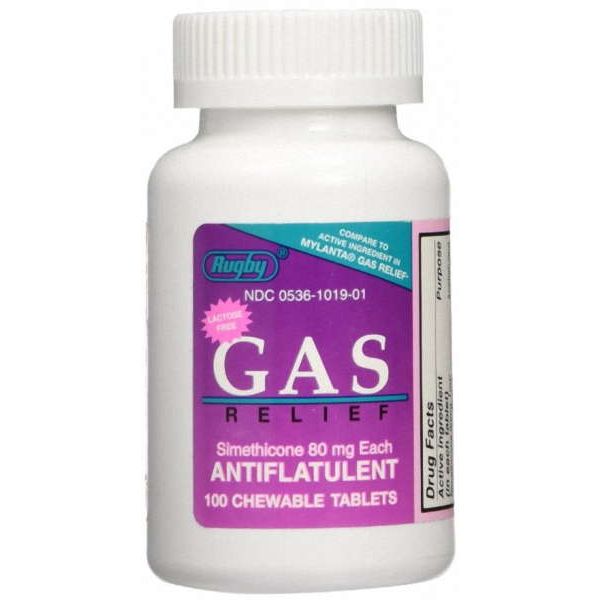 Rugby Rugby Gas Relief 80 Mg 100 Chwbls Rugby Lavender