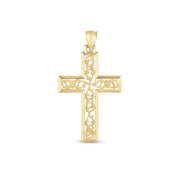 Bids.com 14k Yellow Gold High Polish Vine Cross Pendant Pendants White Smoke Yellow Gold