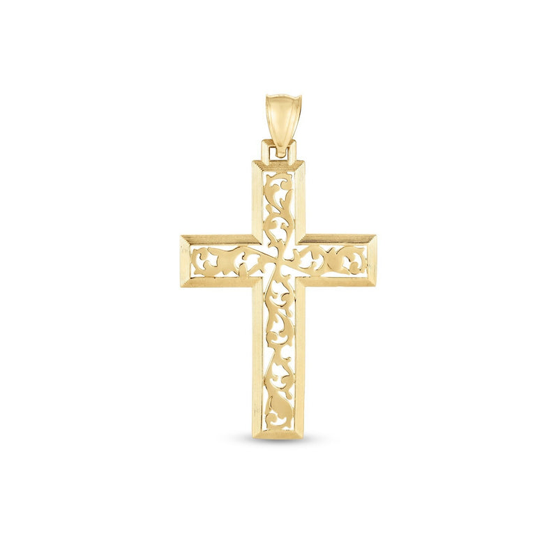 Bids.com 14k Yellow Gold High Polish Vine Cross Pendant Pendants White Smoke Yellow Gold