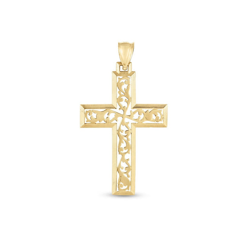 Bids.com 14k Yellow Gold High Polish Vine Cross Pendant Pendants White Smoke Yellow Gold