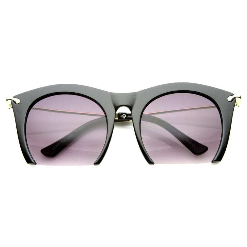 zeroUV Trendy Women's Fashion Half Frame Cat Eye Sunglasses 9651 Sunglasses White Smoke Black Lavender