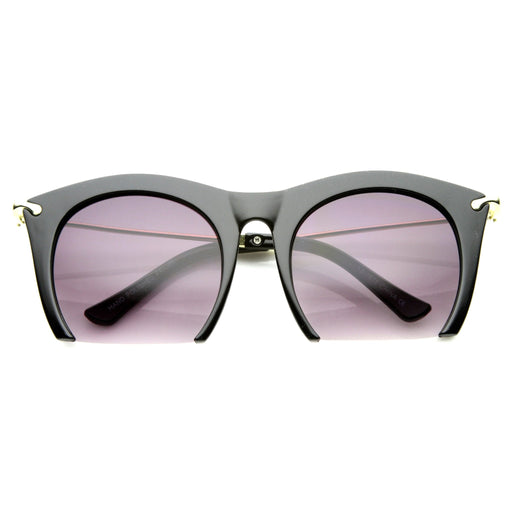 zeroUV Trendy Women's Fashion Half Frame Cat Eye Sunglasses 9651 Sunglasses White Smoke Black Lavender