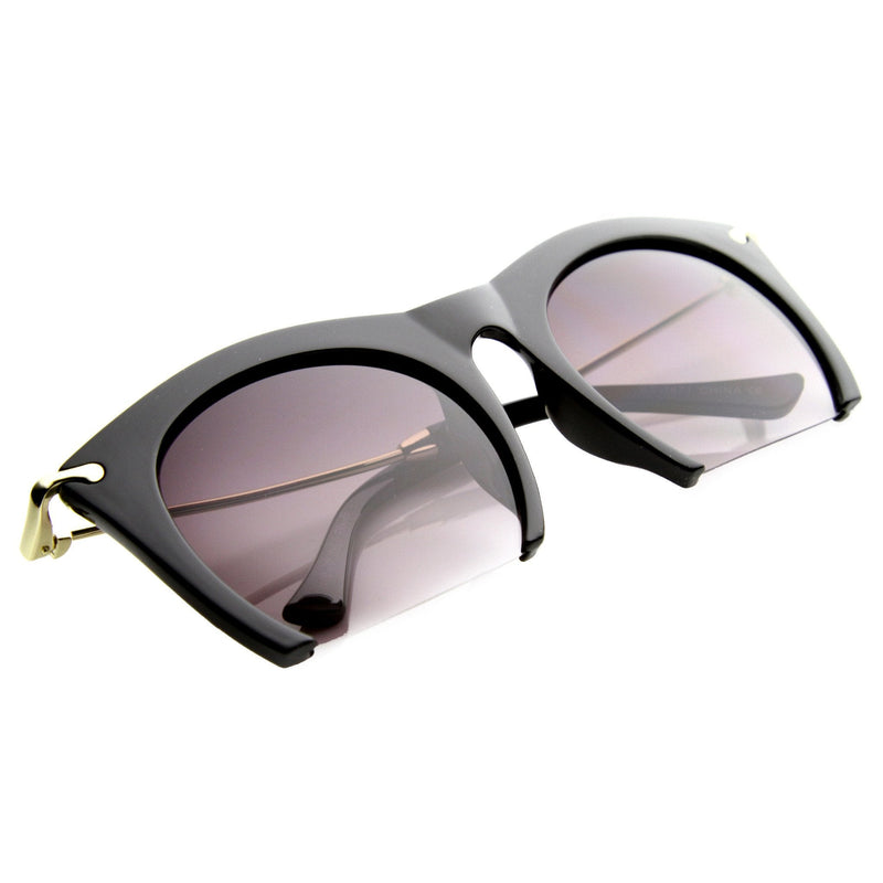 zeroUV Trendy Women's Fashion Half Frame Cat Eye Sunglasses 9651 Sunglasses White Smoke Black Lavender,Tortoise Amber,White Lavender,Red Lavender,Brown Tortoise Amber,White Tortoise Lavender
