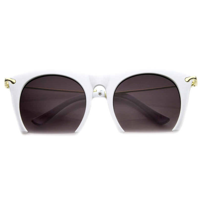zeroUV Trendy Women's Fashion Half Frame Cat Eye Sunglasses 9651 Sunglasses White Smoke White Lavender