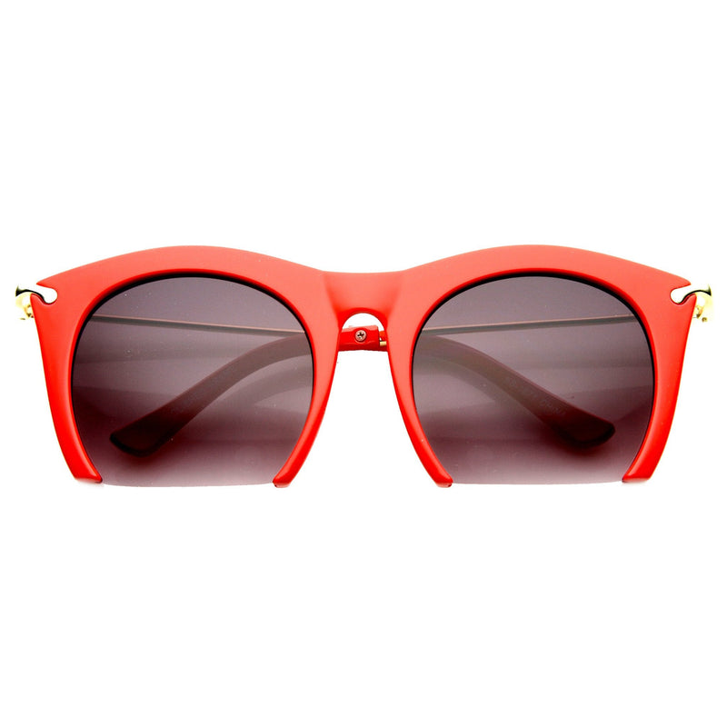 zeroUV Trendy Women's Fashion Half Frame Cat Eye Sunglasses 9651 Sunglasses White Smoke Red Lavender