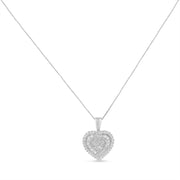 Bids.com 10K White Gold 1 cttw Multi Cut 1 cttw Diamond Heart Pendant Necklace (H-I, I1-I2) Necklaces White Smoke White.Gold / 18