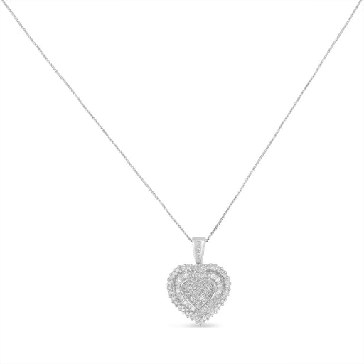 Bids.com 10K White Gold 1 cttw Multi Cut 1 cttw Diamond Heart Pendant Necklace (H-I, I1-I2) Necklaces White Smoke White.Gold / 18