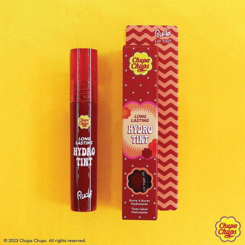 Rude Cosmetics Chupa Chups Long Lasting Hydro Tint Lip Tint Gold Sweet & Sour,Cherry Pop,Cranberry Crush,Chocolate Spice
