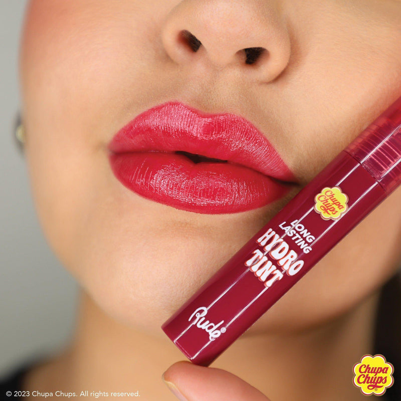 Rude Cosmetics Chupa Chups Long Lasting Hydro Tint Lip Tint Tan Sweet & Sour,Cherry Pop,Cranberry Crush,Chocolate Spice