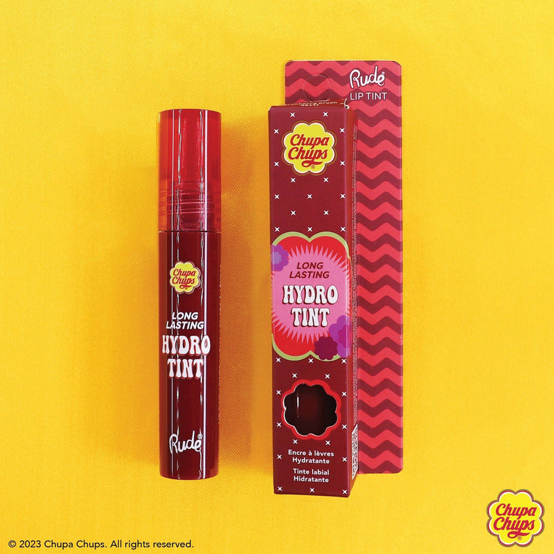 Rude Cosmetics Chupa Chups Long Lasting Hydro Tint Lip Tint Gold Sweet & Sour,Cherry Pop,Cranberry Crush,Chocolate Spice