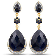Bids.com 30.04 Carat Dyed Sapphire, Blue Sapphire and White Topaz .925 Sterling Silver Earrings Earrings White Smoke