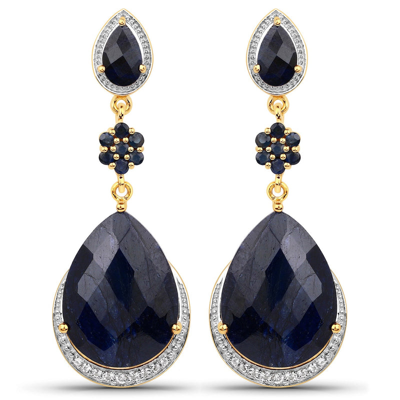 Bids.com 30.04 Carat Dyed Sapphire, Blue Sapphire and White Topaz .925 Sterling Silver Earrings Earrings White Smoke