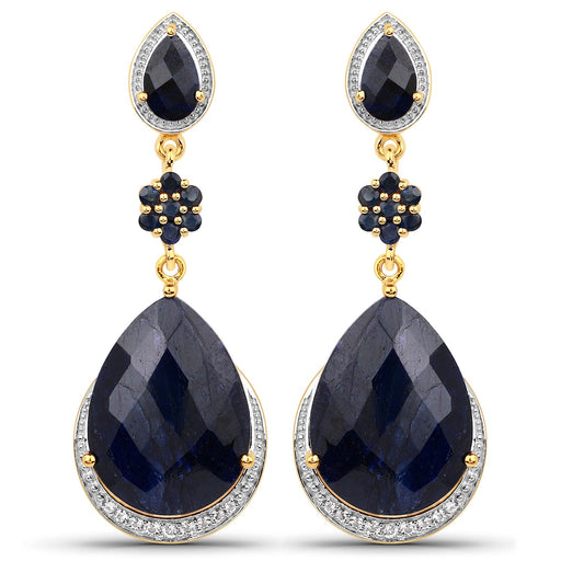Bids.com 30.04 Carat Dyed Sapphire, Blue Sapphire and White Topaz .925 Sterling Silver Earrings Earrings White Smoke