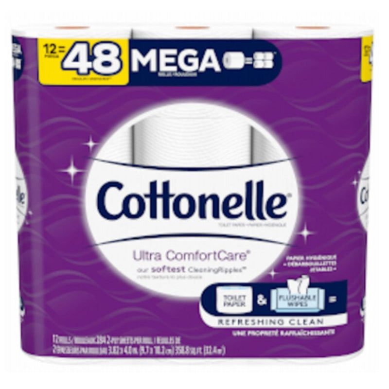 Cottonelle Cottonelle Ultra ComfortCare Toilet Paper, Soft Tissue, Mega Rolls, Septic Safe, 2 Ply, White, 284 Sheets/Roll, 12 Rolls Toilet Paper White Smoke