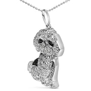 Bids.com .925 Sterling Silver 1/2 Cttw White and Black Diamond Shih Tzu Dog 18" Pendant Necklace (I-J Color, I2-I3 Clarity) Necklaces White Smoke White.Sterling Silver / 18