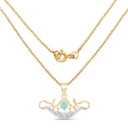 Bids.com 14K Yellow Gold Plated 0.62 Carat Genuine Emerald and White Topaz .925 Sterling Silver Pendant Pendants White Smoke